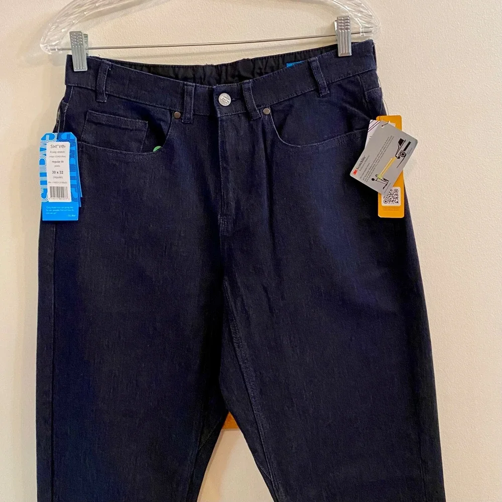 Swrve Regular Fit Jeans Cycling‎ 4-Way Stretch Indigo Blue Cordura Sz 30x32 NWT